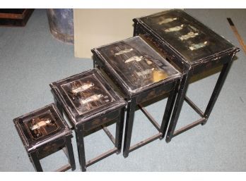 Set Of 4 Chinese Lacquered Nesting Tables