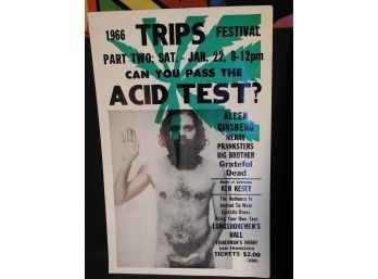 1966 Trips Festival Allen Ginsberg Grateful Dead Cardboard Poster