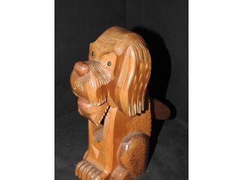 Vintage Wooden Carved Dog Nutcracker