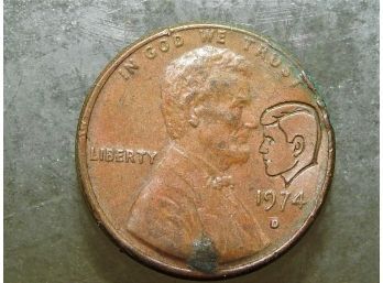 JFK Stamped Lincoln One Cent Penny