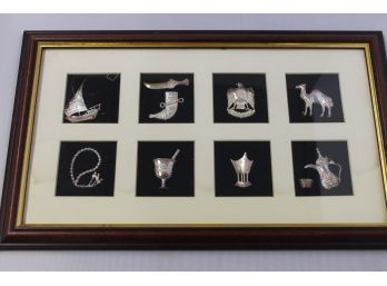 Silver Middle East Motif Frame Display With Some Marked 925 Sterling