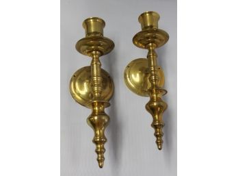 Pair Of Large Wall Sconce Brass Candlesticks