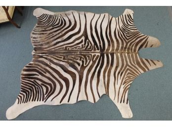 Large 6 Foot Leather Hide Zebra Rug Or Wall Hanging