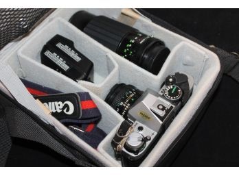Canon 35mm Camera And Lenses With Carrying Case