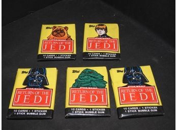 5 Sealed Packs Of Star Wars Return Of The Jedi Trading Cards