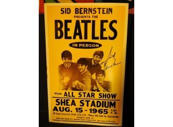 Signed Sid Berstein THE BEATLES Cardboard Concert Poster