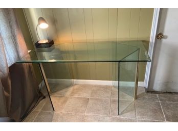 Bevel Edge Glass Table With Glass Legs, Made In Belgium
