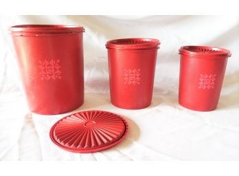 Vintage Red Tupperware Canister Set