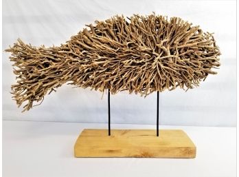 Coastal Home Decor  Large Driftwood Fish Sculpture With Base
