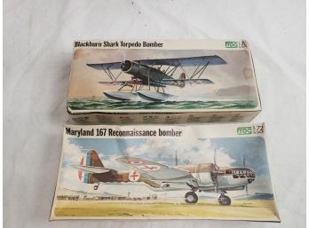 Vintage Frog Maryland 167 Reconnaissance Bomber & Blackburn Shark Torpedo Bomber Airplane Model Kit 1:72 Scale
