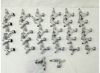 Thirty-two Round Top Chrome Draft Beer Tap Faucets