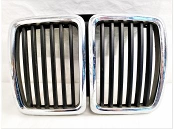 Vintage Chrome And Black BMW Front Kidney Grill  (Part# 51-13-1-945-877)