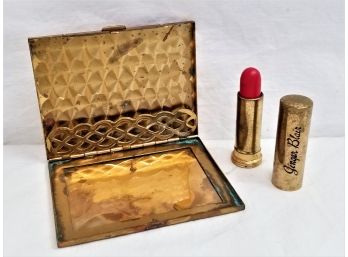 Antique 1940's Ginger Blair Red Lipstick And Cigarette Case