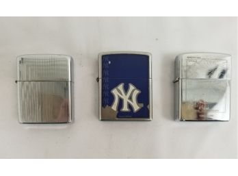 Three Zippo Lighters  Yankees, American Eagle