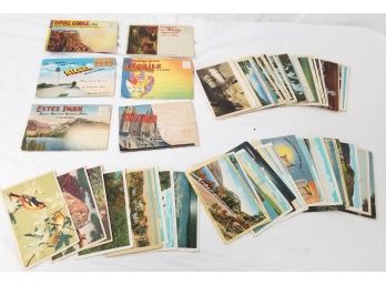 Vintage 1940's Linen Postcards & Postcard Packs Lot With Stamps