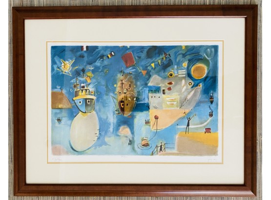 Signed And Numbered Original Litho Nachum Gutman-  'Independence Day In The Port'