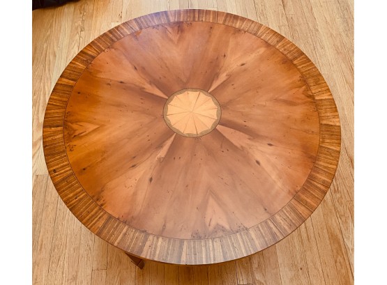 Gorgeous Round Table With Exotic Wood Inlay