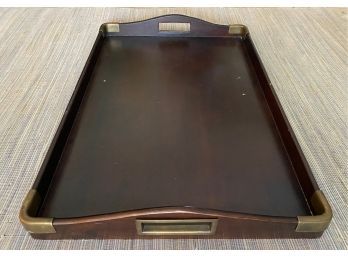 Vintage Wood Tray With Brass Corners