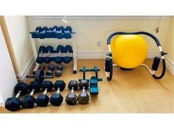 Set Of Weights With Stand Plus Additional Exercise Equipment