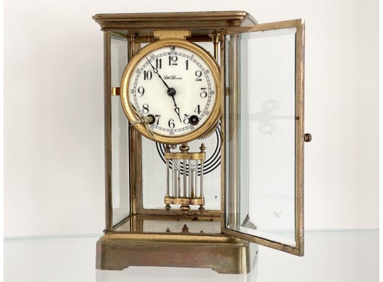 Seth Thomas 48N Brass & Beveled Glass Mantel Clock, Early 20th Century