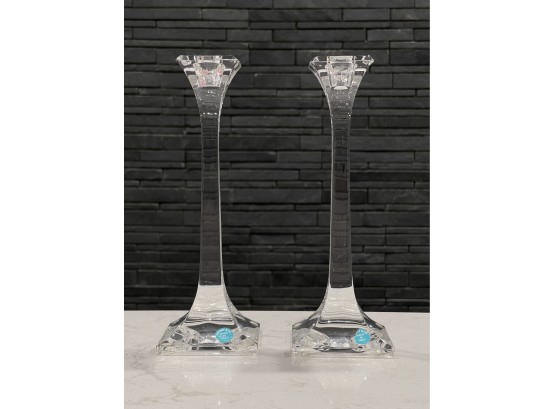 Tiffany & Co. Square Crystal Candlesticks- A Pair