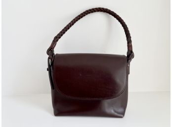 Vintage Ralph Lauren Brown Leather Braided Handle Flap Top Handbag