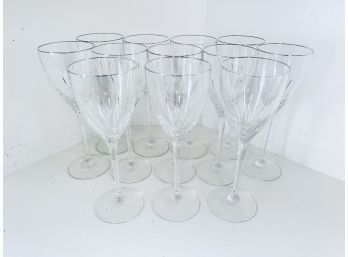 Set Of 12 Firelight Platinum Water Goblets By Lenox