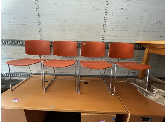 SET OF FOUR MIDCENTURY STEEL CASE CHAIRS