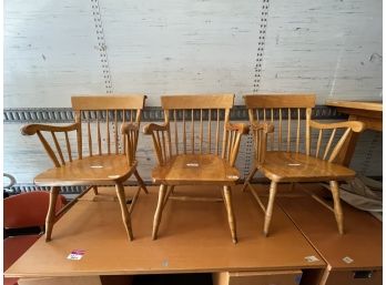 3 SOLID OAK NICHOLS AND STONE ARMCHAIRS