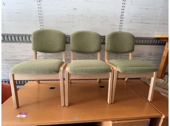3 CONTEMPORARY LONG BENTWOOD SIDE CHAIRS W/ UPHOLSTERED SEATS