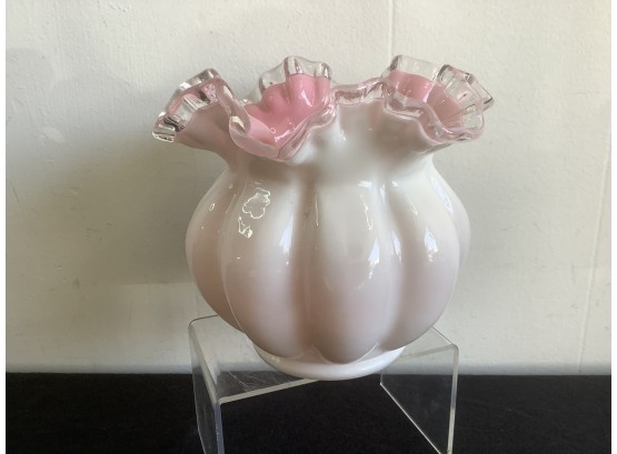 White And Pink Fenton Vase