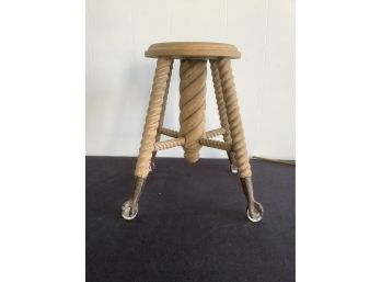 Claw Footed Stool With Spiraled Wooden Legs