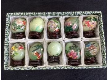 Painted Eggs With Displays In The Box