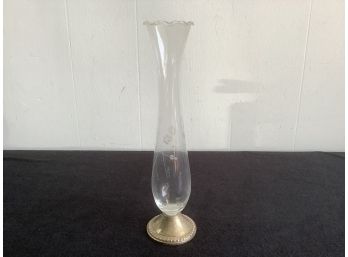 Marked Sterling Weighted Glass Vase