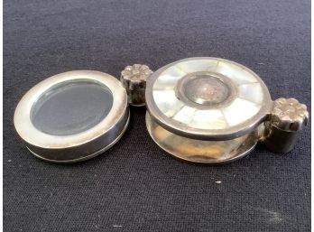 Vintage Magnified Glass With Opalescent Stone On Cover