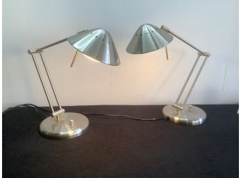 Pair Of Portable Table Lamps With Adjustable Height