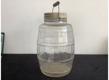 Glass Barrel Jar With Handle