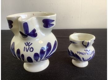 Blue And White Made In Italy Small Pitchers