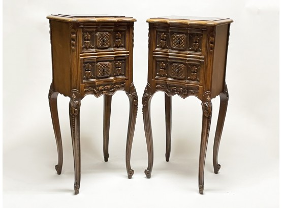 A Pair Of Vinage Louis XV Style Marble Top Night Stands
