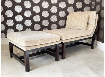 A Custom Chaise And Ottoman In Donghia Velvet Print By Greenbaum Interiors