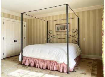 A Modern Wrought Iron Canopy King Bedstead