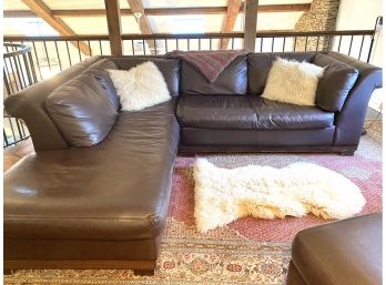 Bloomingdales Brown Leather Sectional Sofa With Large Ottoman Sofa In Two Parts