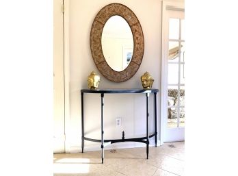 Lillian August Oval Beveled Mirror In Lacquered Style Frame