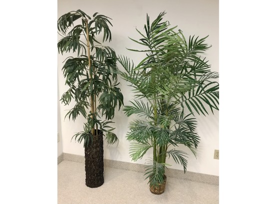 Pair Of Tropical Looking Faux Plants