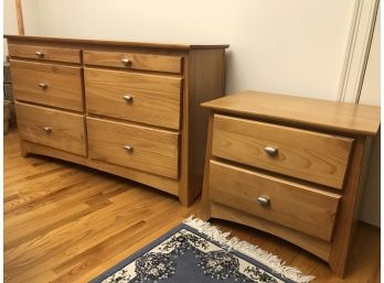 Matching Pine Wood Dresser And Nightstand Set