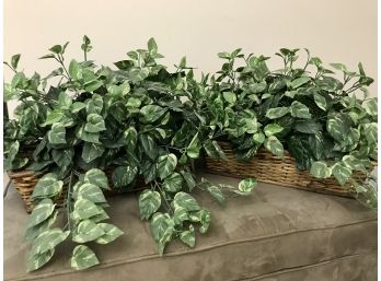 Pair Of Matching Faux Greenery Basket Plants