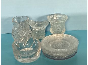 Vintage Assorted Bric-a-brac:  Miniature Clear Glass Pieces