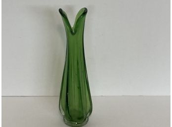Vintage Murano (?) Green Art Glass  Bud Vase 7 Inches In Height