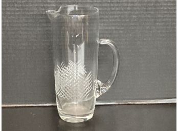 Vintage Etched Crystal Martini Pitcher  ( 7 1/4 Inches Height)