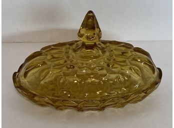 Vintage Anchor Hocking Fairfield Amber Covered Butter Dish